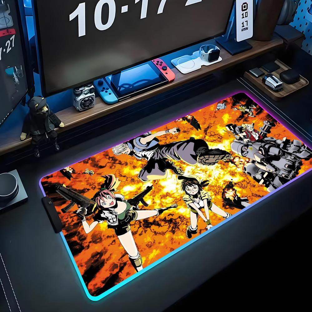 Metal Slug Mouse Pad RGB Gaming Mousepad Big LED Pad PC Desk Mat Luminous Mouse Pad Large Keyboard Mats Table Rug With Backlit