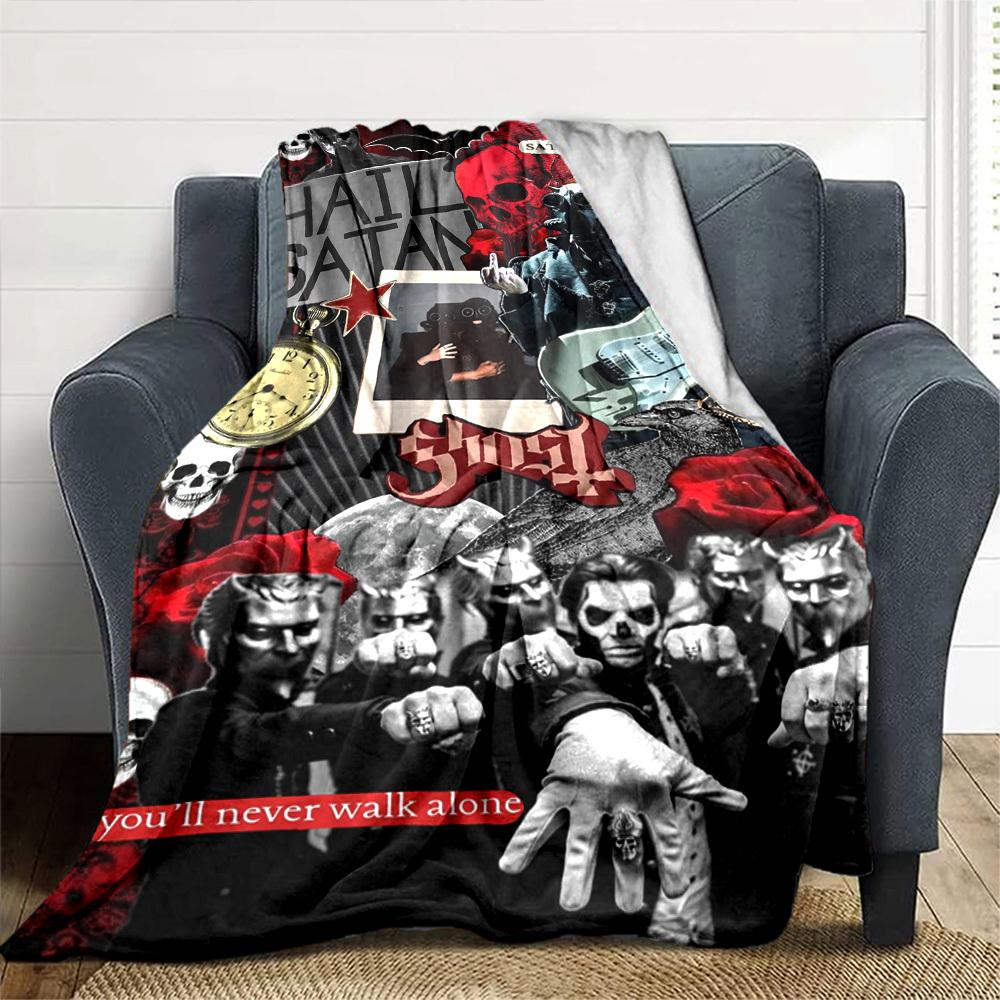 1pc Satan Ghost Themed Printed Soft and Comfortable Home Blanket, Small Throw Blanket, Nap Blanket, Suitable as a Gift l018