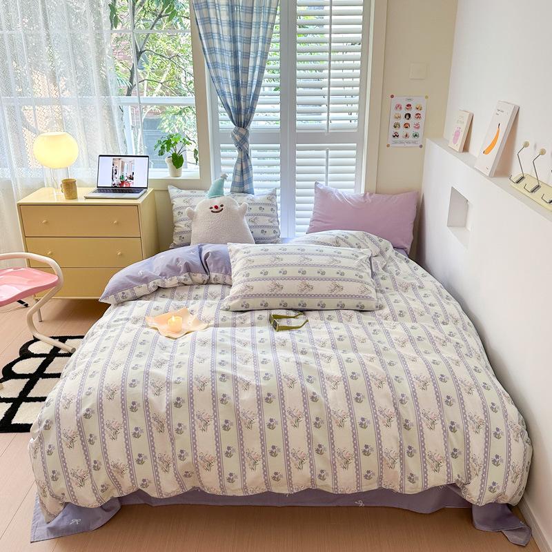 

Симпатичный комплект постельного белья из четырех предметов из чистого хлопка, комплект постельного белья для студенческого общежития из чистого хлопка из трех предметов, простыни, простыня, пододеяльник, пододеяльник 1.2m bed sheet model-3PCS