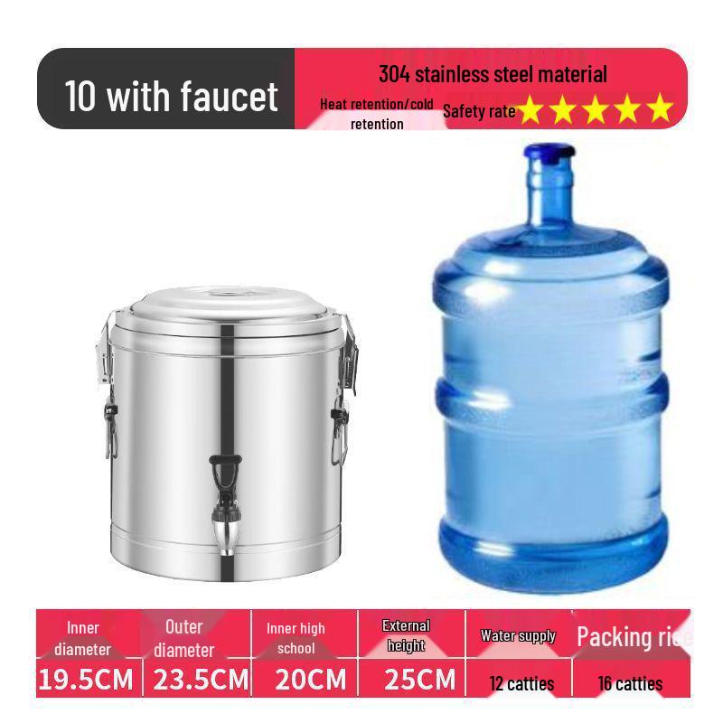 Isolierter Eimer aus Edelstahl 304 für Reis und Sojamilch, Eimer für Eisgelee mit großem Fassungsvermögen