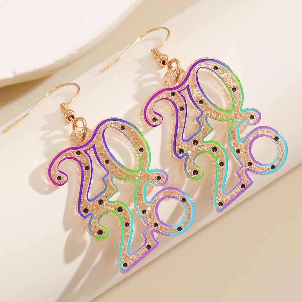 2026 New Year Geometric Glitter Minimalist Hollow Earrings