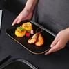 Japanese Frosted Square Plate, Black Crystal Ceramic Rectangular Plate, Creative Western Restaurant Sushi Plate, Home Dish Plate, Steak Plate