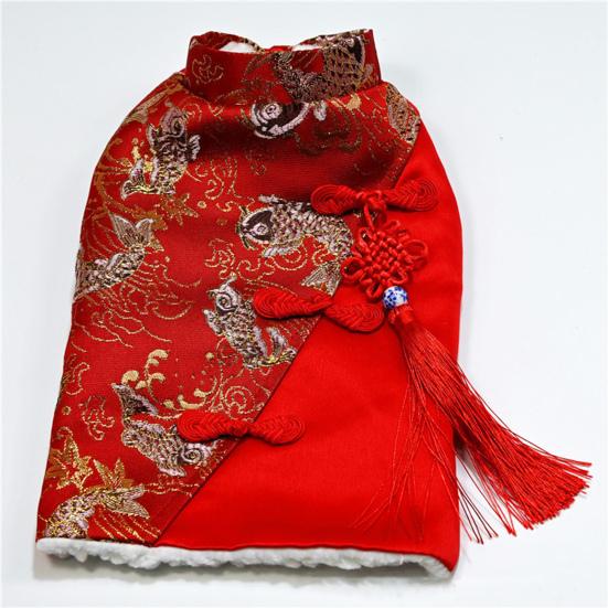 Pet Tang Suit Carp Embroidery Pattern Keep Warmth Chinese Style Fashion Pet Dogs Coat