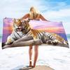 Mixed Posture Realistic Tiger Print Universal Beach Blanket Multipurpose Blanket For Beach Pool Outdoor Picnic