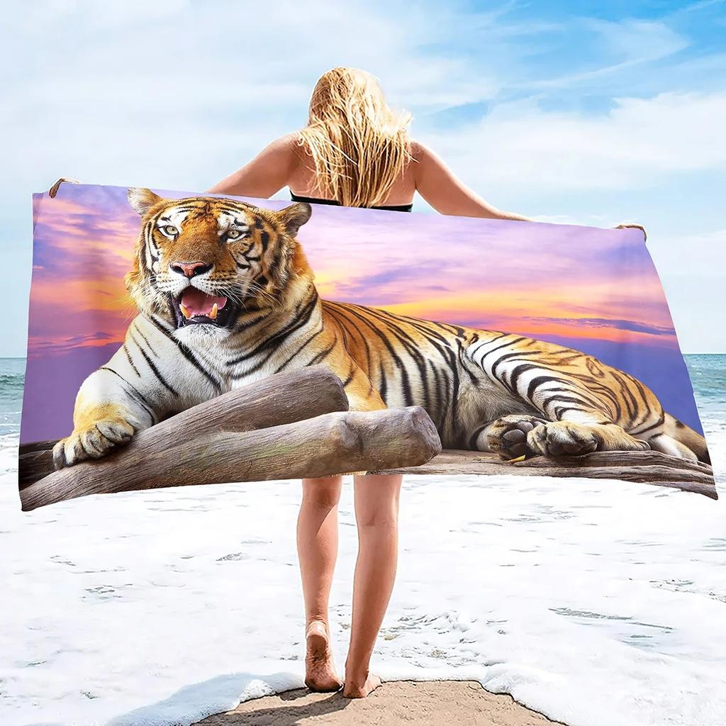 Mixed Posture Realistic Tiger Print Universal Beach Blanket Multipurpose Blanket For Beach Pool Outdoor Picnic