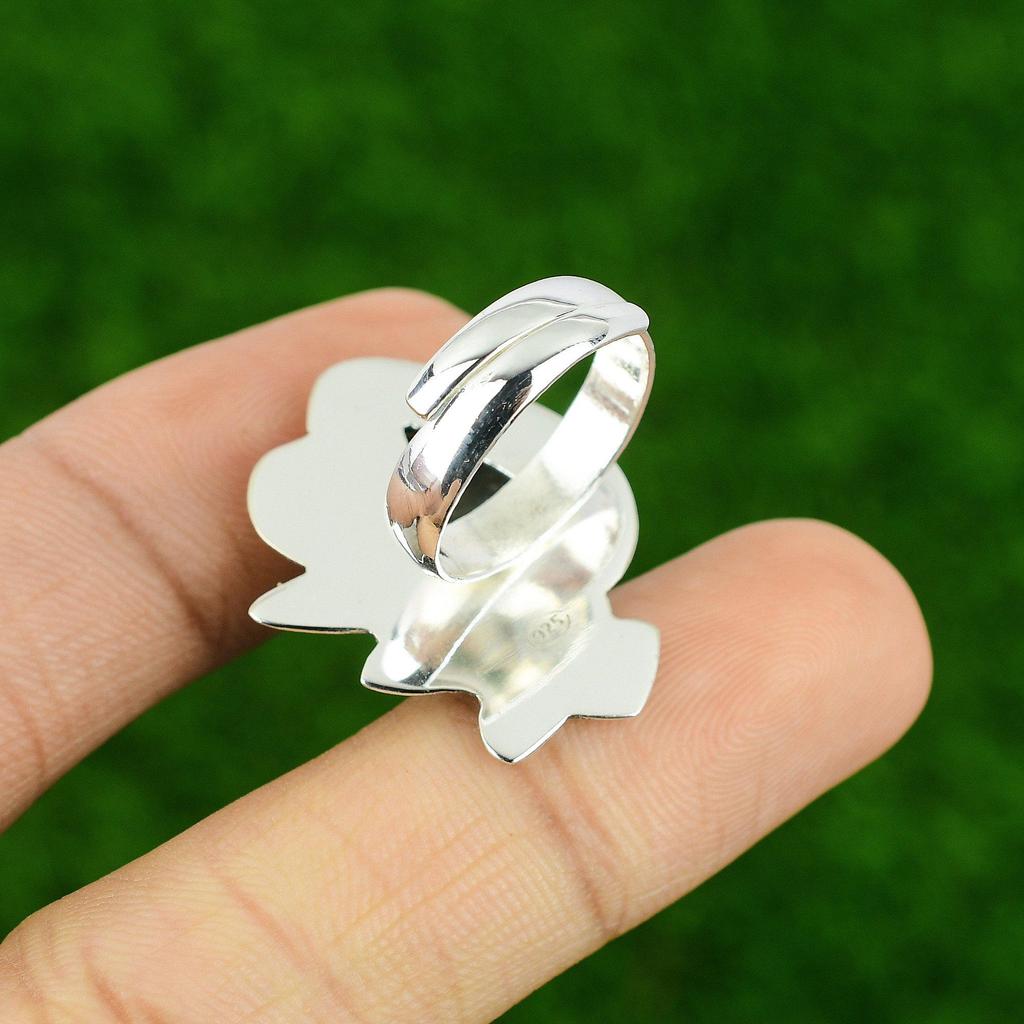 Variscite Gemstone Sterling Silver Promise Cescent Moon Wedding Unique Wife Ring