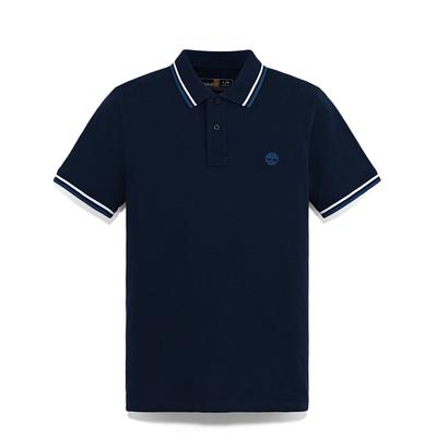 Outdoor Casual Slim Fit Striped Breathable Short Sleeve Polo Shirt Men Polo Shirts Navy-Blue A628NZ02