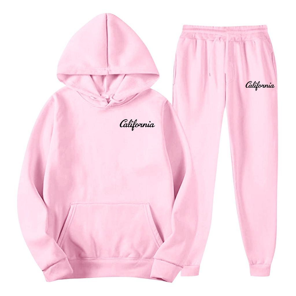 Men's Spring and Autumn Solid Color Suit Hooded Sweater Suit Trend Casual Sports Two-piece Suit