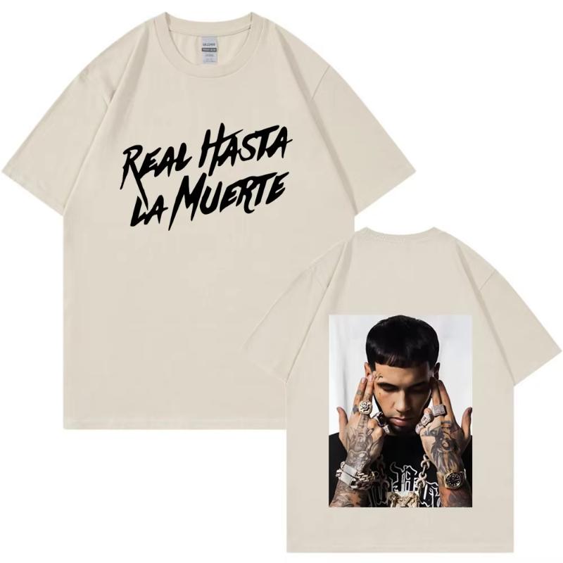 Rapper Anuel AA Real Hasta La Muerte T Shirt Men Casual Cotton T-shirts Fashion Hip Hop Vintage Oversized Tee Shirt Unisex
