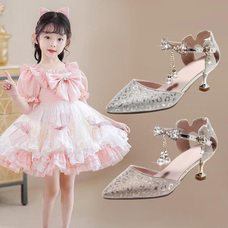 New girls sandals middle-aged and older children's princess shoes buckle bow sandals bag head fashion children's sandals women