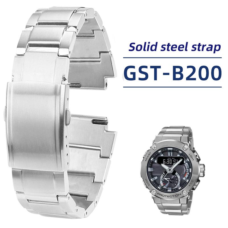 For Casio G-SHOCK GST-B200 strap gstb200 Solid stainless steel 24x16mm watchband Quick release metal Men's Wrist band bracelet