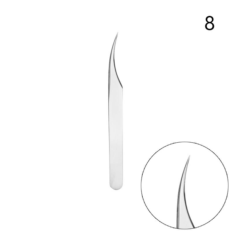 Anti-Slip Stainless Steel Lash Extension Tweezers Curved Tip Straight High Precision for Nail Art Makeup Beauty Tools