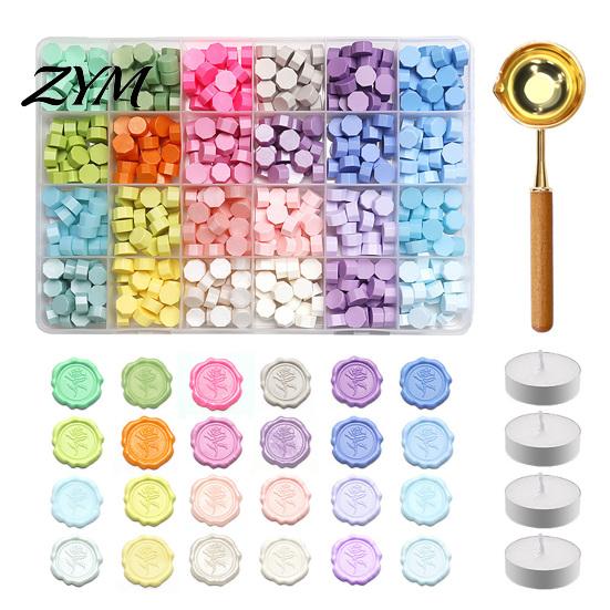 Vintage Letter Sealing Wax Seal Kit, with Beads Melting Spoon And Candles Set, Stamp for DIY Crafting Wedding Invitations Gift Craft Lovers
