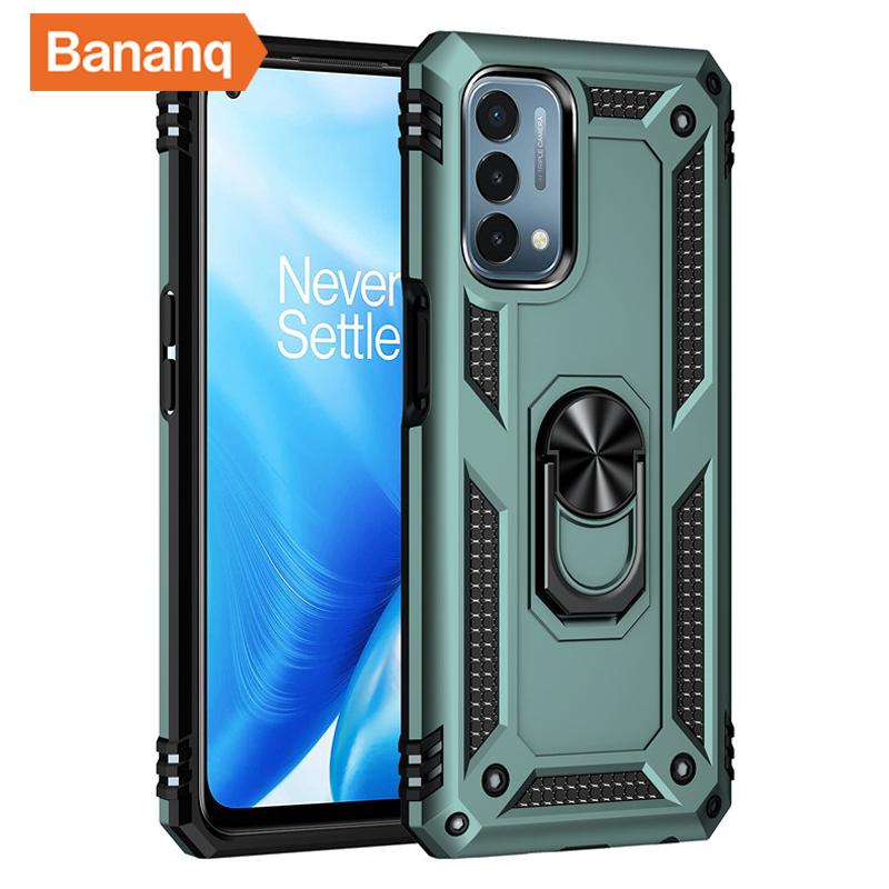 Peaktop Stoßfestes Armor Metallringständer Cover für One Plus 9 7 Pro Magnetische Autohalterung Handyhülle für One Plus Nord N200 5G