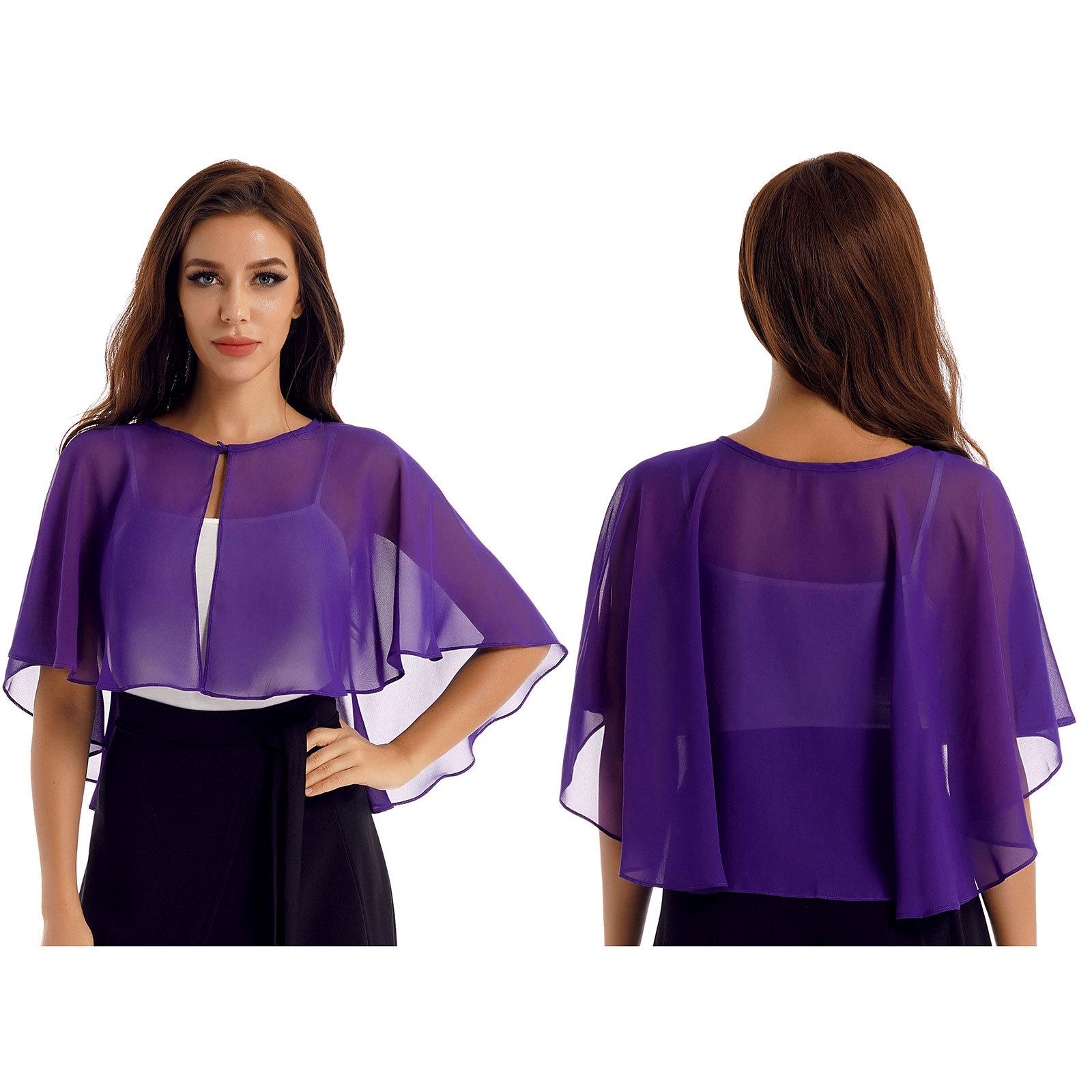 

Жіночі прозорі накидки, шалі з одним ґудзиком, шифонові накидки, накладки для весільної вечірки One Size фіолетовий