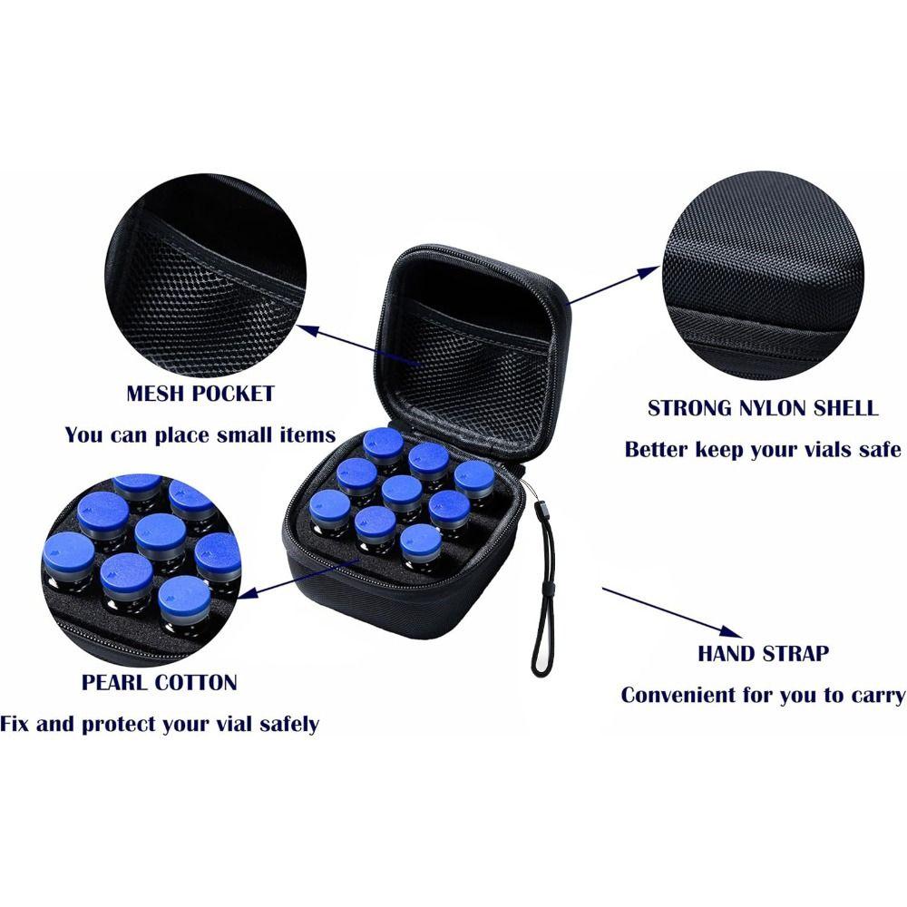 Portable with Hand Strap Insulin Storage Box 9 Slots Space-Saving Design Storage Container Thickened Black Protection Box