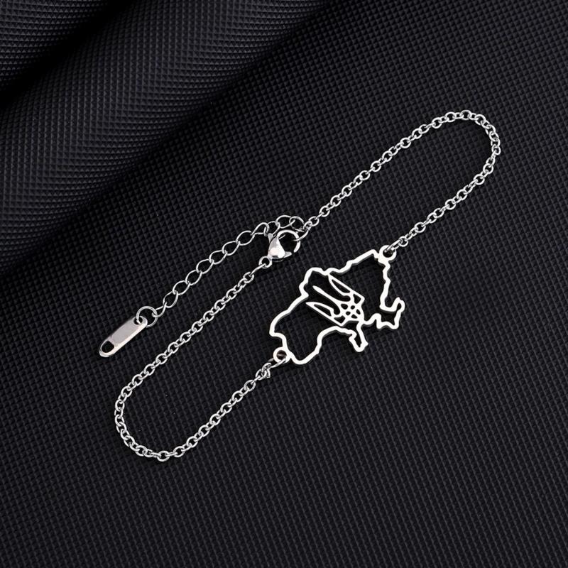 Ukraine Map Bracelets Pendant Bracelets Ukraine Flag Bracelets Ukraine Jewelry Chain Bracelets Stainless Steel Material