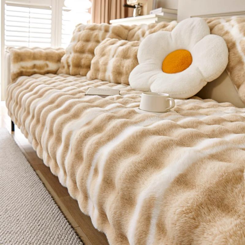 

Winter Rabbit Fur Sofa Cushion Autumn-Winter Fixed Anti-Slip Seat Pad Thickened Warmth Sofa Cover Thickened Warmth Sofa Cover 30x50cm pillowcase