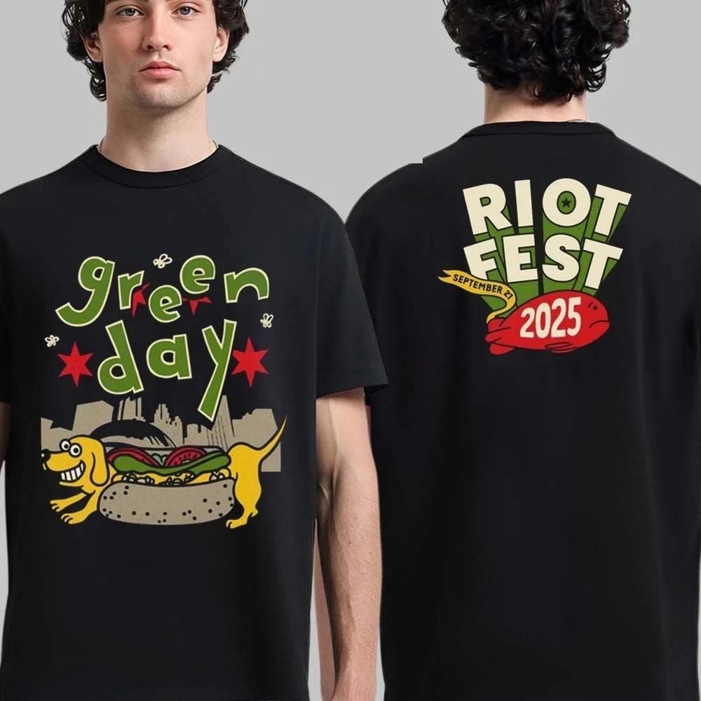 Green Day Riot Fest 2025 Merch Tee In Chicago IL On Sep 21 2025 T-Shirt XL