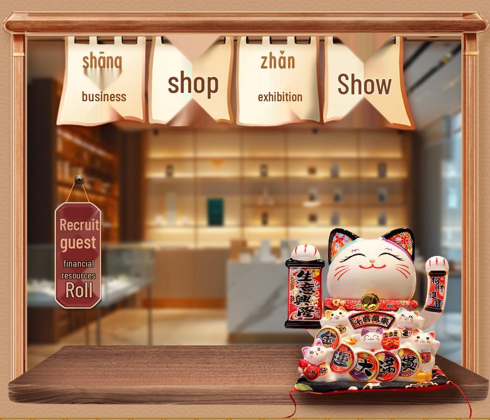 Automatic Waving Fortune Cat Figurine - New Style Housewarming Gift for Front Desk or Shop