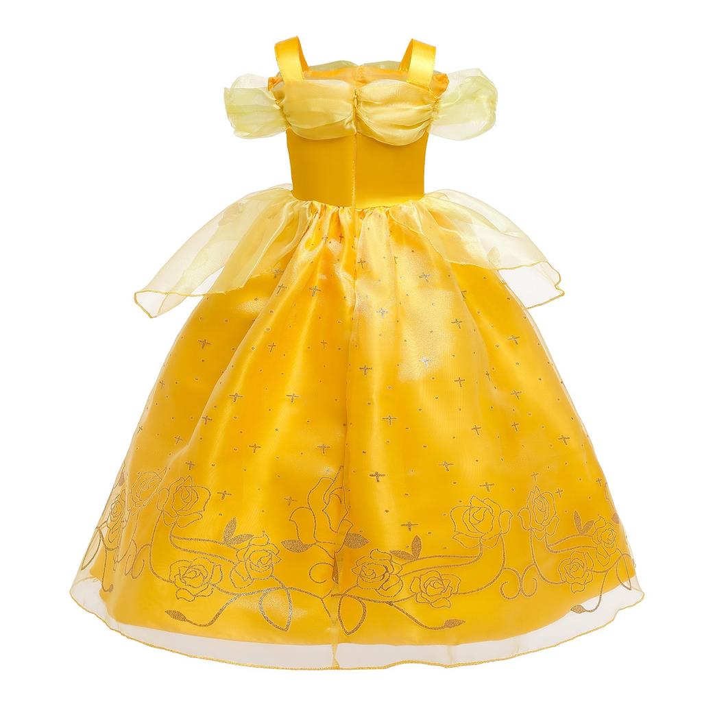 Belle Princess Costume for Girls 7-8 Years Role Play Party Dress Up Fancy Dress Carnival Birthday Gift 130 Cm