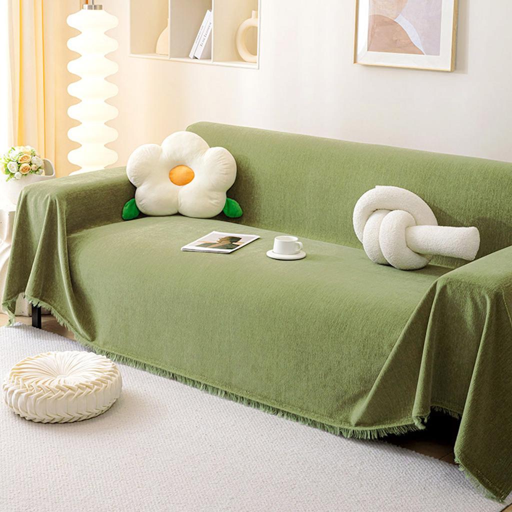 Solid Color Chenille Sofa Cover Anti-Cat Scratching Pad Cloth All-Season Universal Dust-Proof Sofa Blanket For Living Room Decor