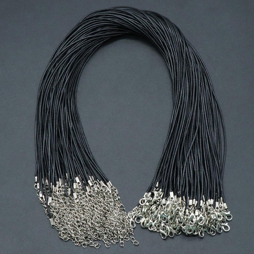 20Pcs/Pack Black Waxed Wire Leather Strap Chains for Pendant Beads Jewellery Accessories Supplies Length 50cm