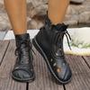 Women Boots Handmade Soft Leather Short Boots Comfortable Low Heel Rubber Sole Autumn Winter Shoes Women Korean Style Boots