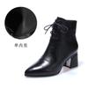 Fashion FHC Women Short Boots,Soft Ankle Botas,Autumn/Winter Shoes,Pointed toe,Thick Heel,Side Zip,Front Laces.Black,Brown,Dropshipping
