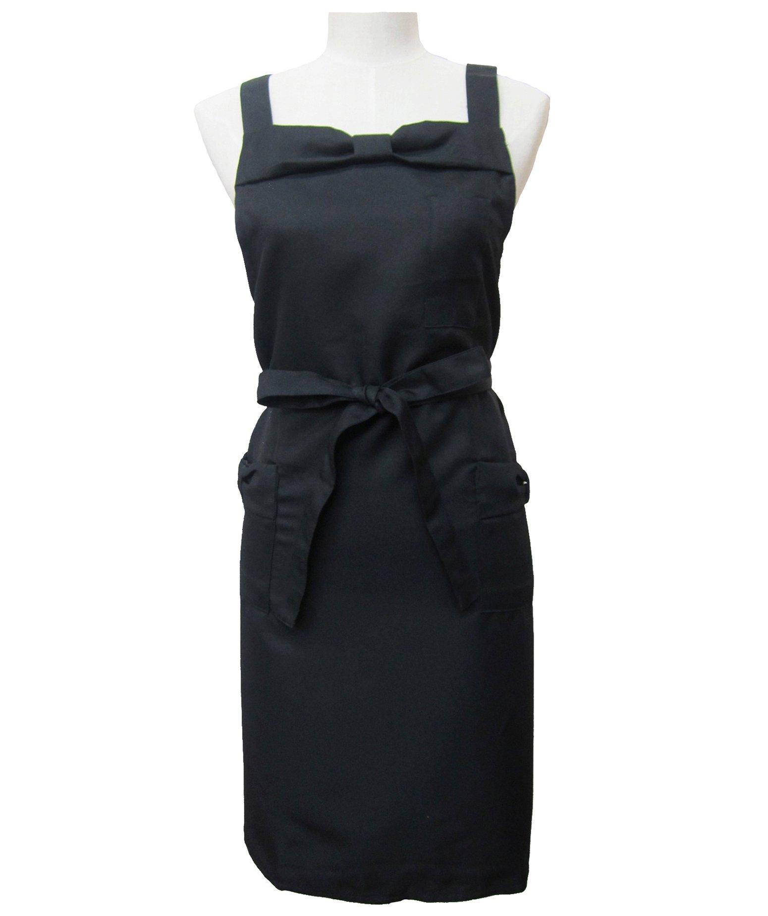 

Милый и стильный женский фартук TO40 с лентой, черный, чёрный