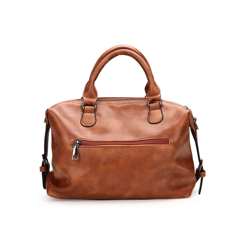 Brown PU Leather-Style Women's Messenger Bag - Shoulder Tote Satchel with ID & Phone Pockets, Zippered Compartments