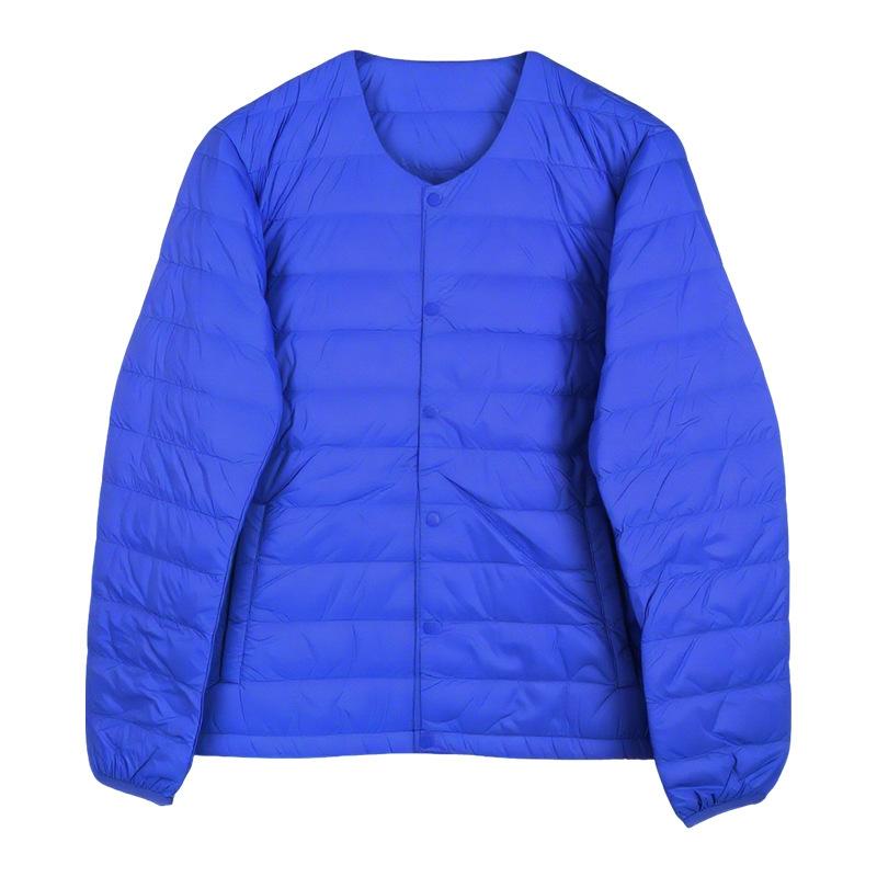 

Новый легкий и тонкий пуховик осень-зима женский короткий с круглым вырезом тонкий модный подклад из утиного пуха приталенный и носить как нижнее пальто XL королевский синий