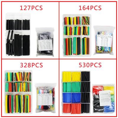 127-530 Piece Eco-Friendly PE Heat Shrink Tubes - Colored Insulation Variety Pack