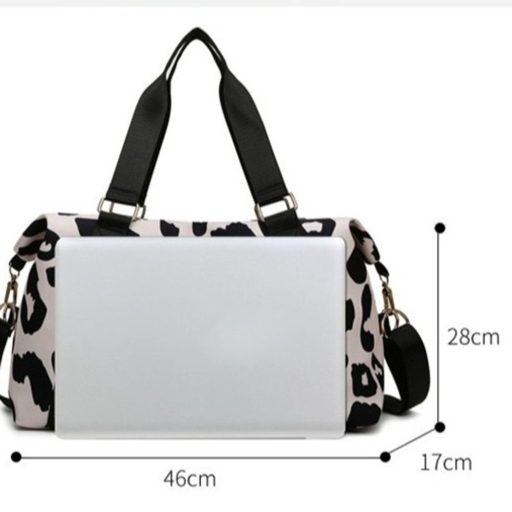 Large Capacity Gym Bag Leopard Print Shoulder Bag Spacious Handbag  Fitness Sports