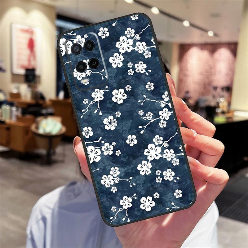 Cherry Blossom Floral Case For Oppo A40 A60 A80 A18 A38 A58 A78 A98 A16 A76 A96 A15 A17 A77 A74 A94 A54 A57S Cover