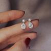 Huitan Dainty Pear Cubic Zirconia Earrings for Women Zinc Alloy Color Romantic Imitation Pearl Earrings Daily Wear Elegant Zircon