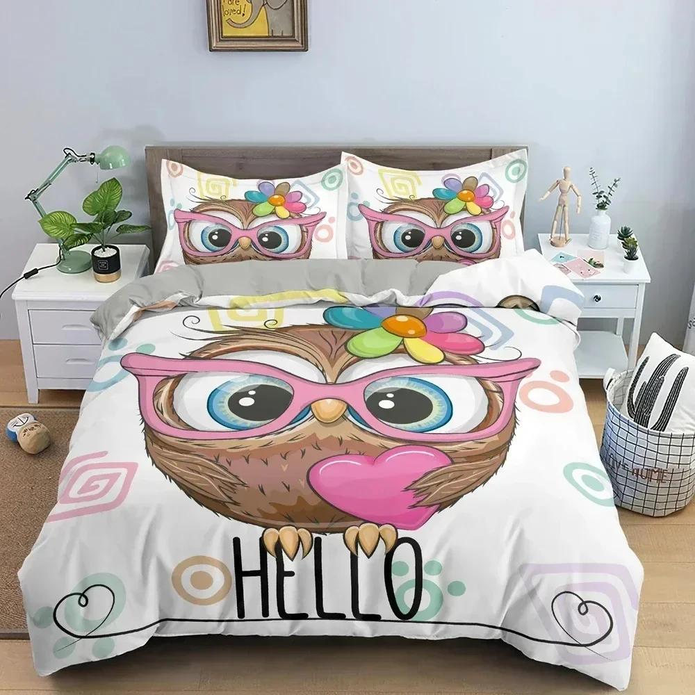 

Top Owl Bedding Set Boys Girls Twin Queen Size Duvet Cover Pillowcase Bed For Kids Adult Fashion Home Textileextile bedding Set 70x133cm 2pcs
