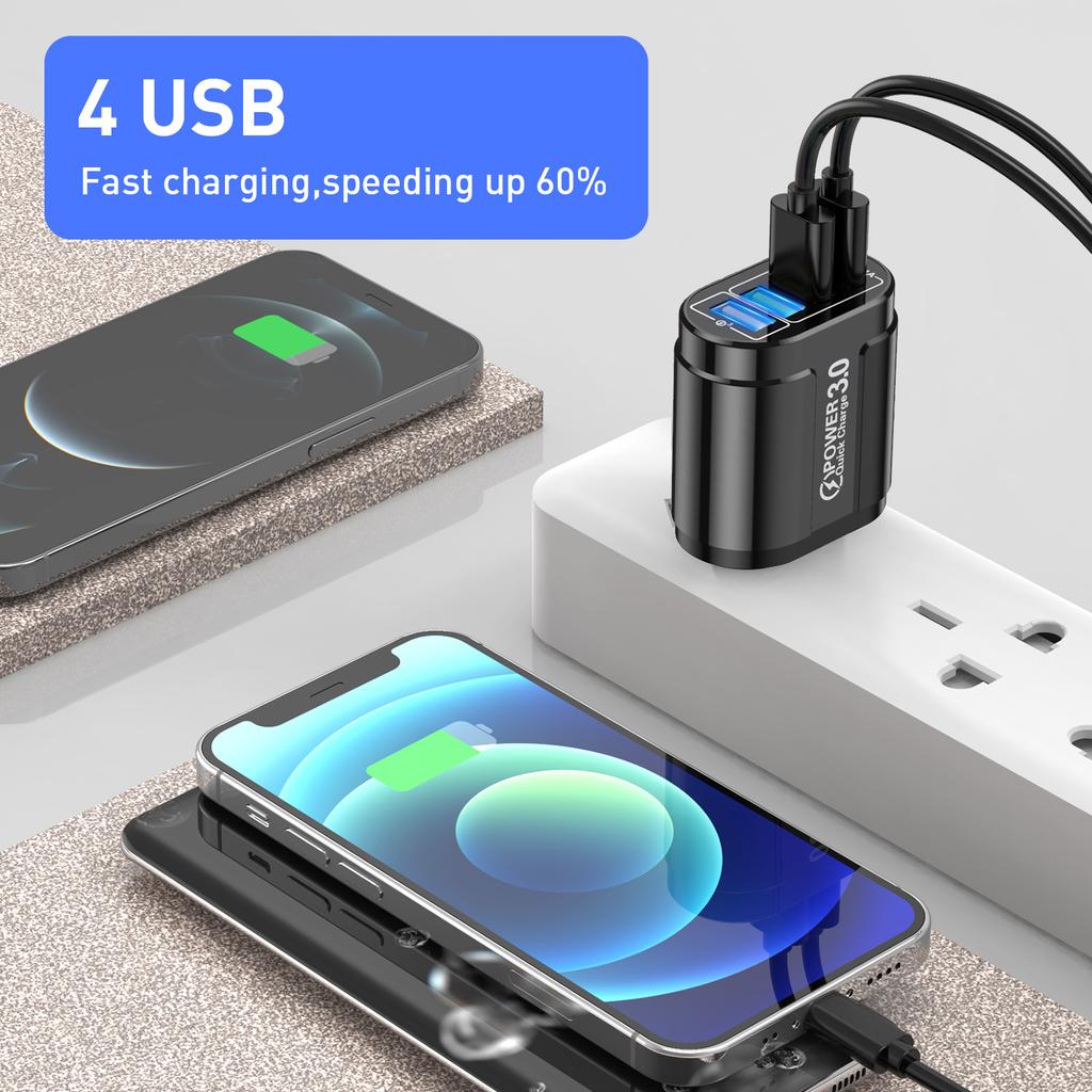 3.1A 4 Ports USB Charger Fast Charging QC 3.0 for Australia New Zealand AU Plug Wall Charger For Samsung Xiaomi Mobile Adapter