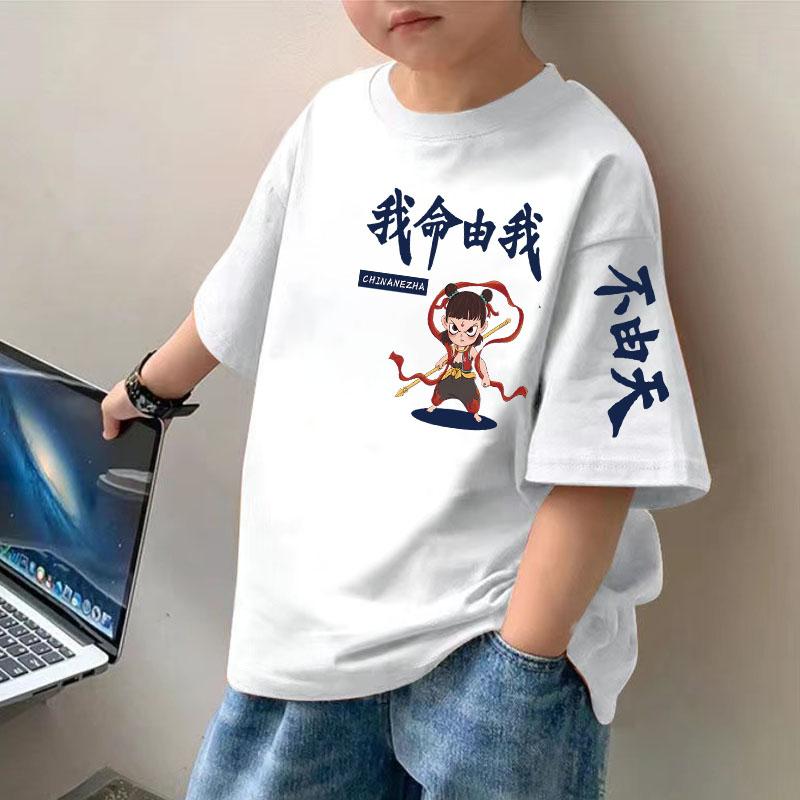 Boys' loose short sleeved T-shirt with comfortable summer print
