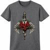 Dagger Rose T Shirt Angel Wings Gothic Tattoo Style Streetwear Graphic Tee