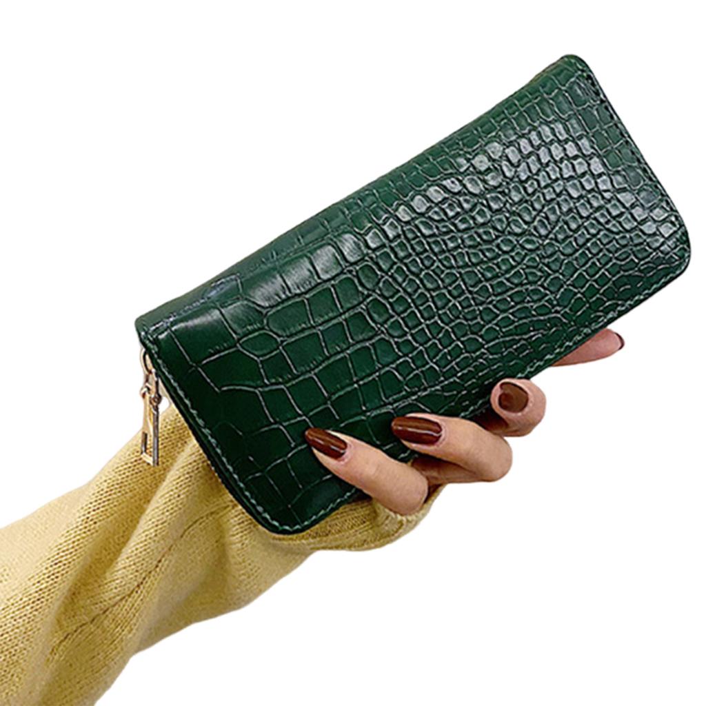 Elegant Women's PU Leather Wallet Multiple Card Slots Zipper Long Wallets Lady Purse Suitable for Everyday Use