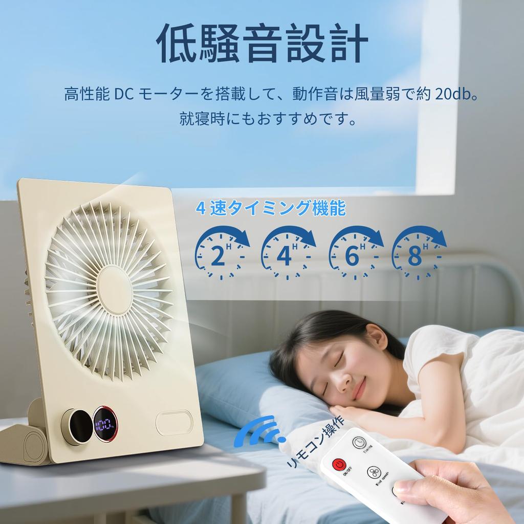 YAMOOCO Small Rechargeable Desk Fan with 5 Soft 4000mAh and LCD Battery Level USB Fan with Stepless Airflow and Angle Foldable and for and Outdoor Use