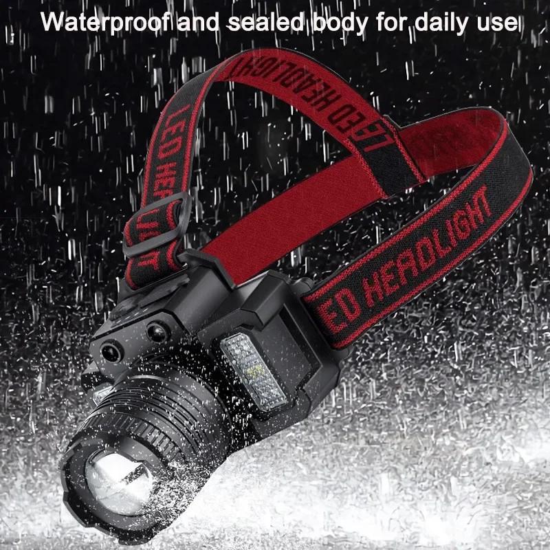 LED Sensor Headlamp Camping Search Light Head Flashlight Rechargeable Powerful Head Lamp Front Lanterns Headlights 5 Modes
