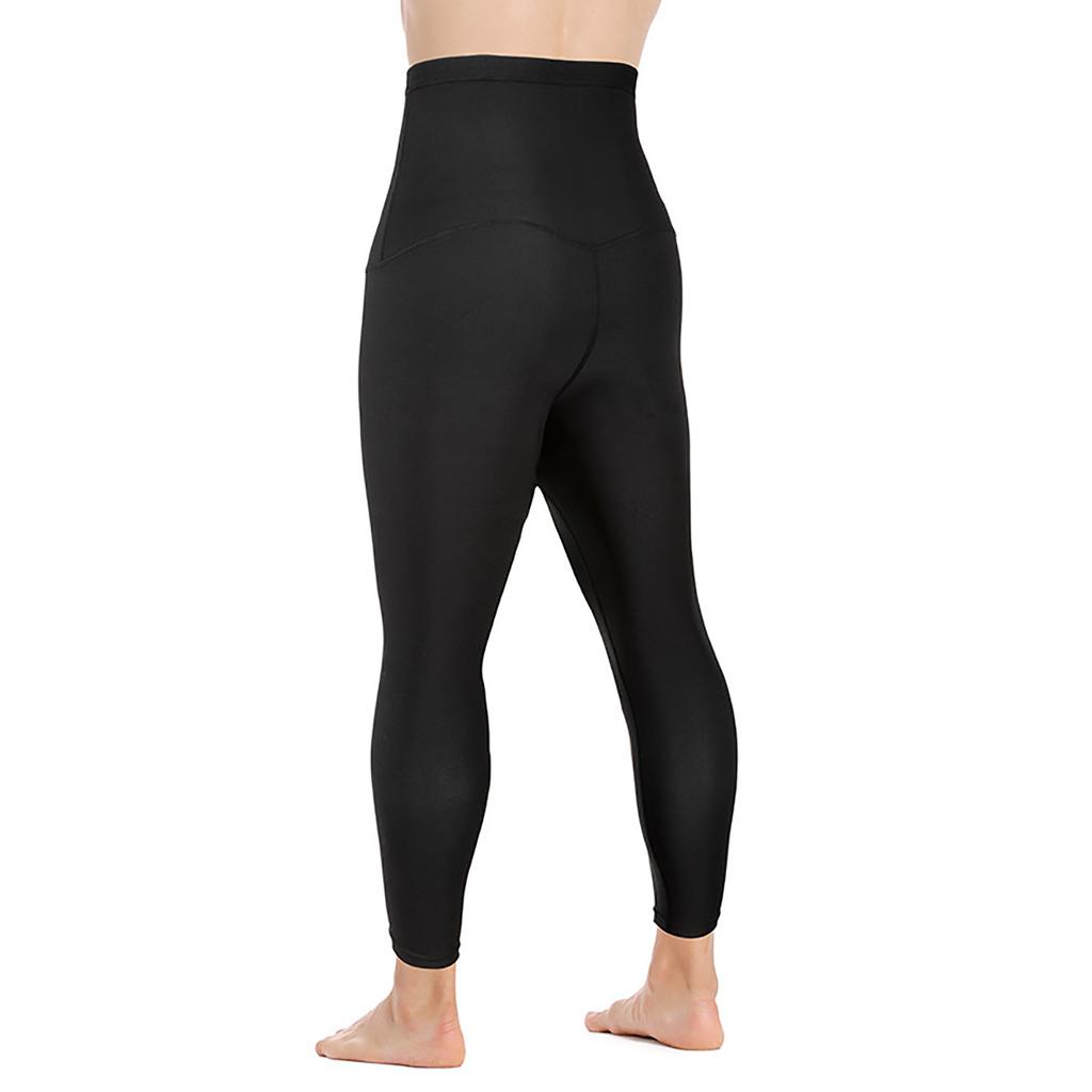 Men's High Waist Sauna Sweat Leggings Compression Pants with Waist Trainer Slimming Fitness Body Shaper Leggings