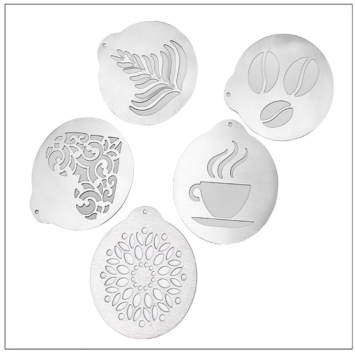 5-piece creative stainless steel coffee latte mold, a must-have item for daily home use