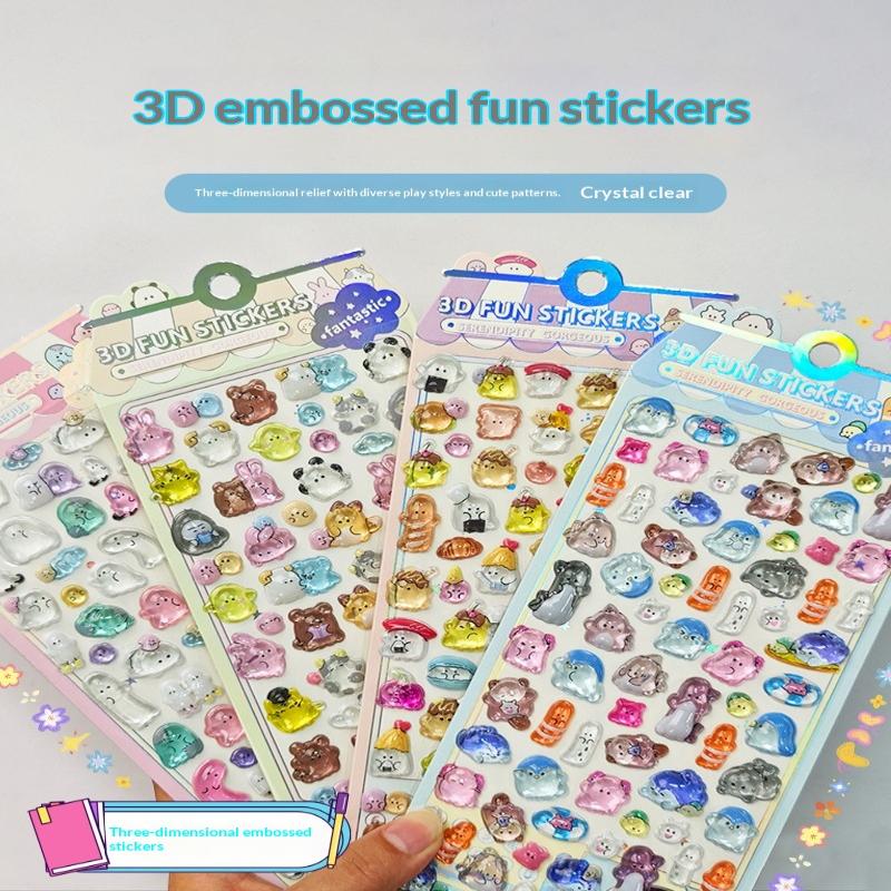 3D Embossed Animal Series Sticker Cute Decor For Handcrafts, Notebooks, Device Embellishment & Gifts Anime Worlds Store