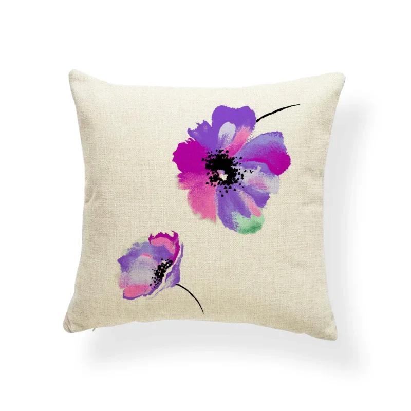 Schönes Pflanzenkissen-Set Blume Rose Orchidee Narzisse Wohnzimmer Schlafzimmer Dekoration Kissenbezug Leinen-Kissenbezug 45x45cm