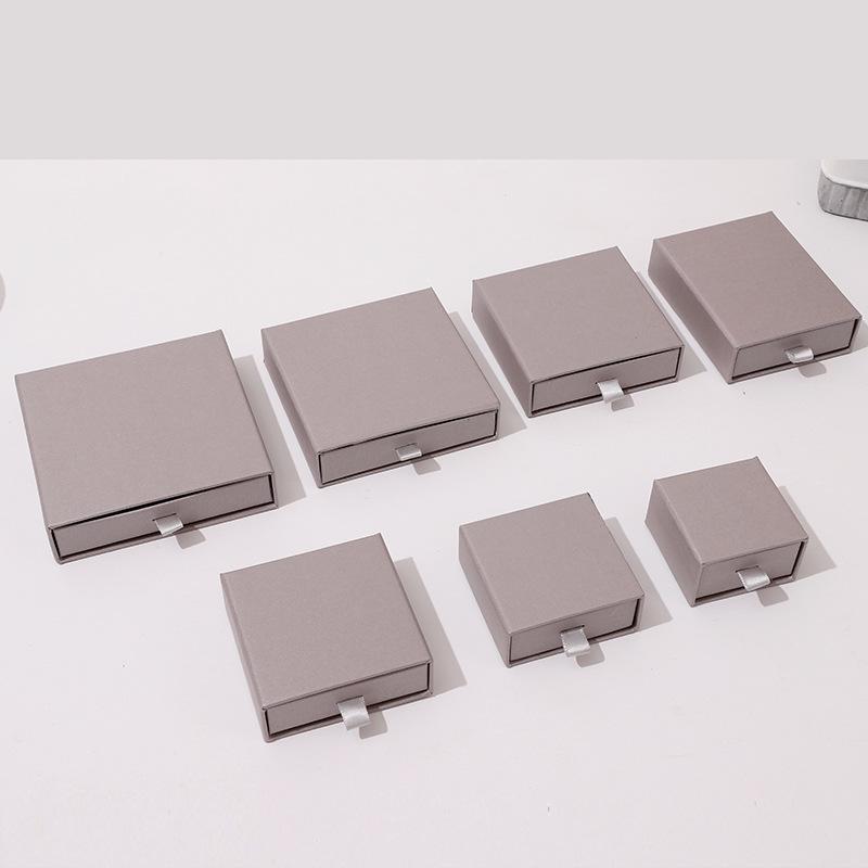 Black Kraft Paper Jewelry Drawer Box for Ring, Necklace, Earring Storage