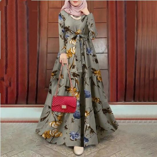 

Ретро мусульманское платье с цветочным принтом и длинным рукавом XXXL жёлтый