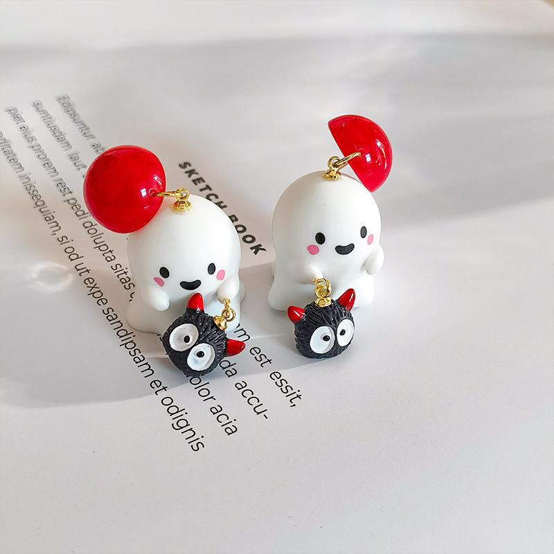 Halloween Cute Resin Ghost Pumpkin Earrings Stud For Women Cartoon Bat Pendant Earring Girl Friendship Party Jewelry Party Gift